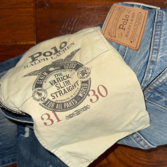 Polo By Ralph Lauren Varrick Slim Straight Koi Patchwork Distressed Jeans - Picture 10 of 14